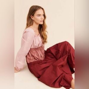 Anthropologie English Factory colorblock tiered maxi dress